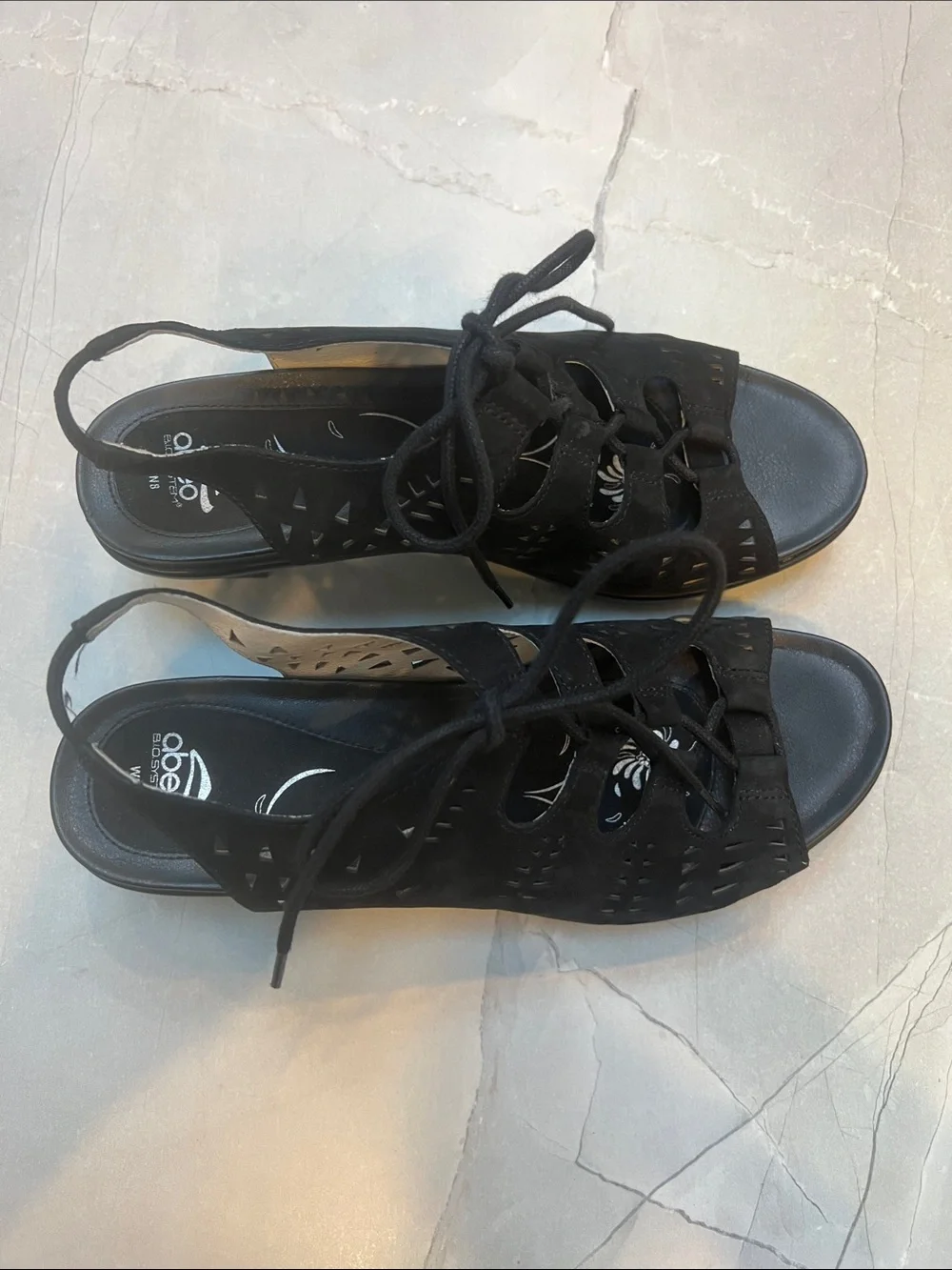 Abeo Goldie Metatarsal Black Nubuck Leather Lace Up Orthodic Heels